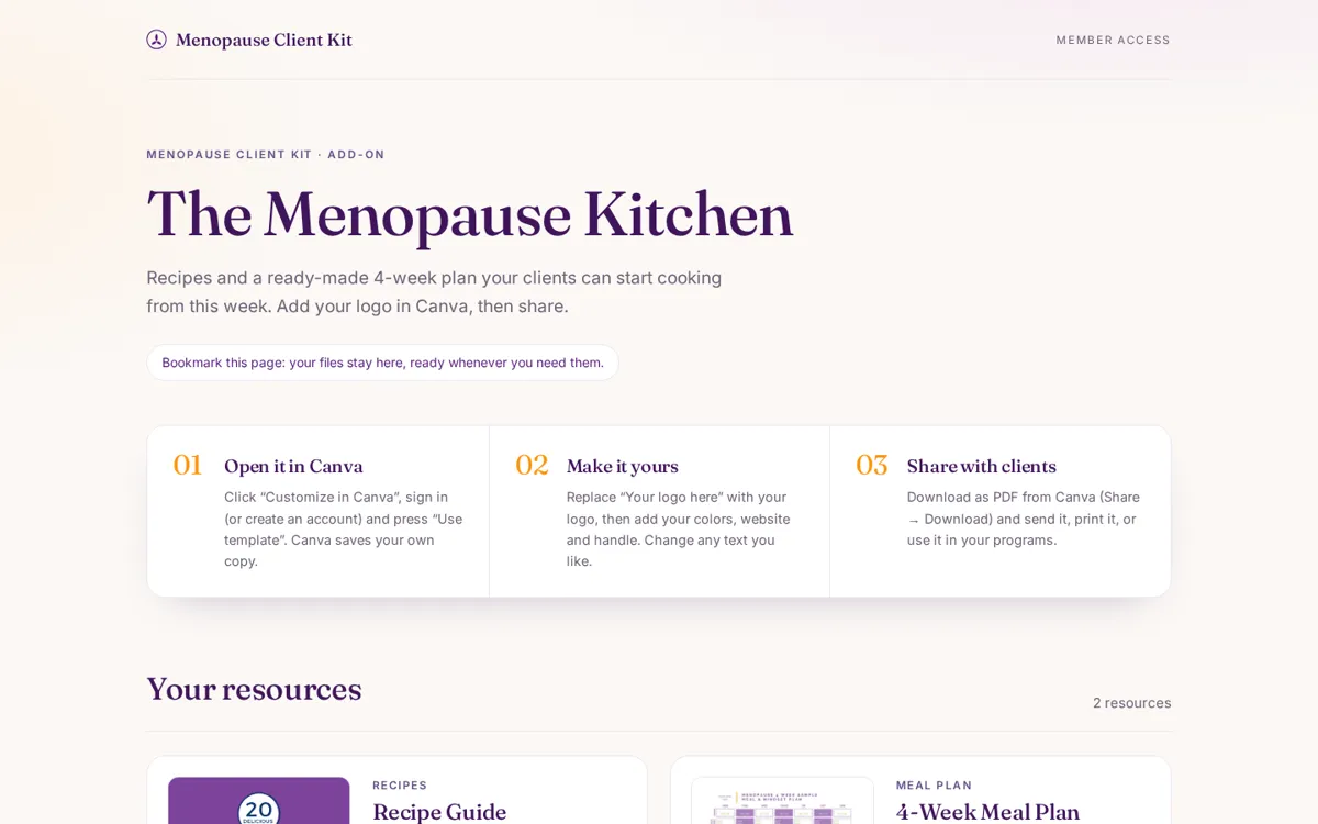Add-on access page